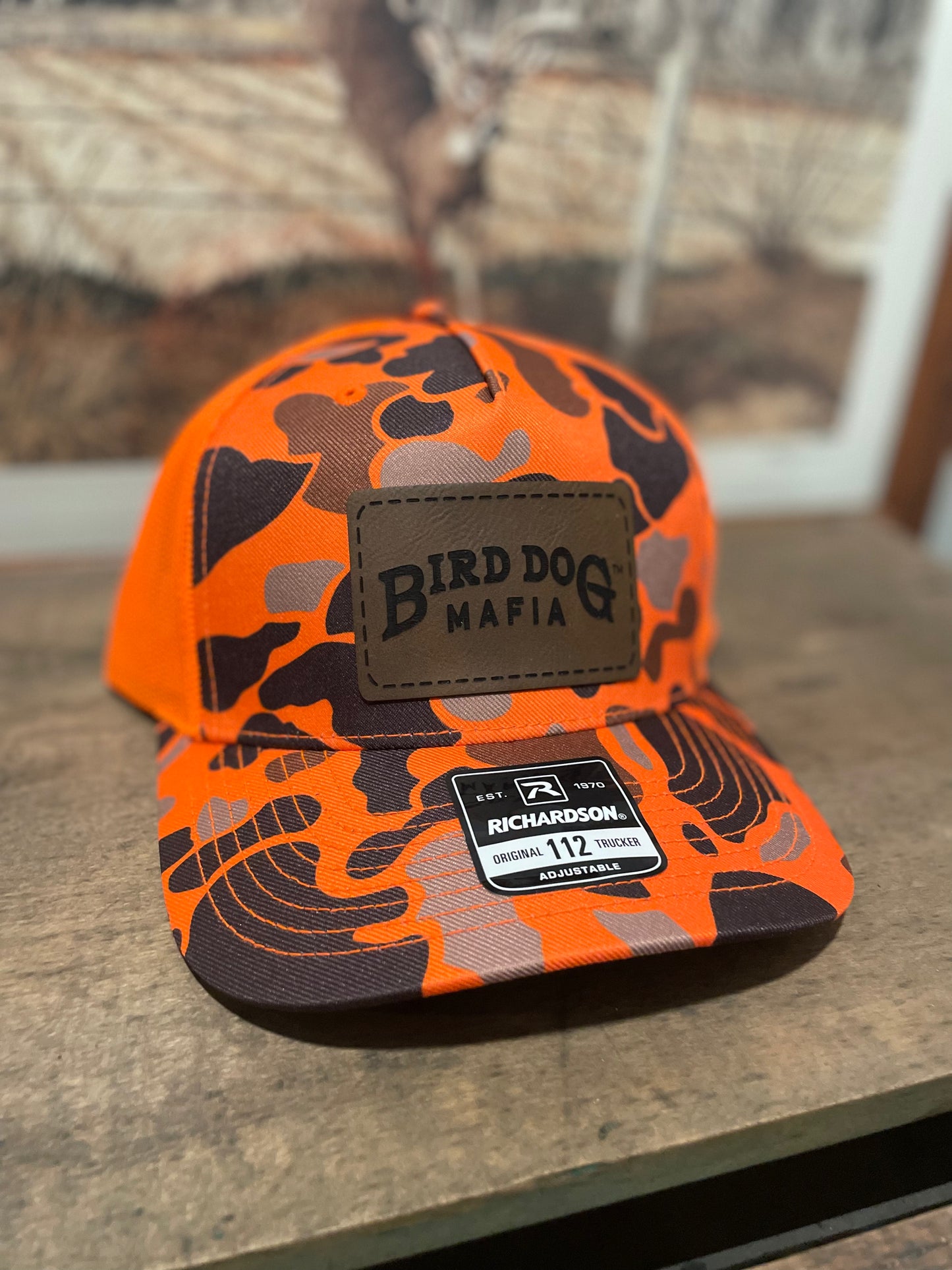 Orange Old School Camo Mesh Cap
