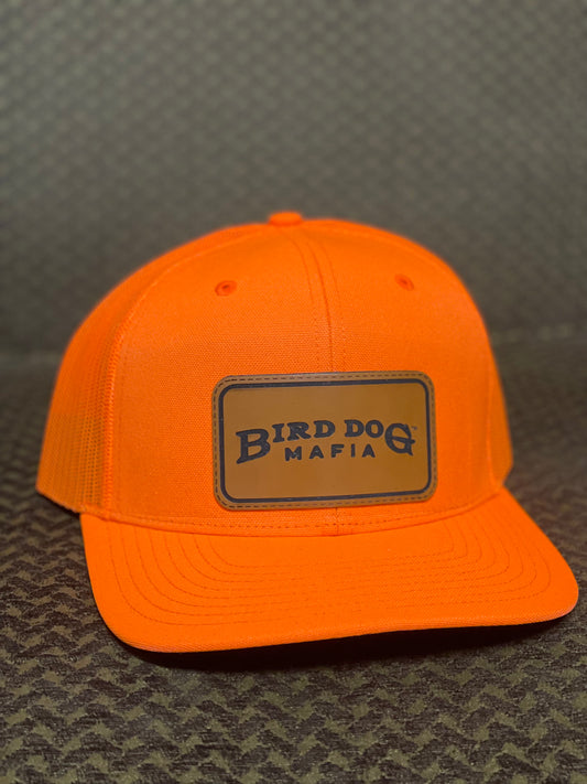 Blaze Orange with Leather Patch Mesh Cap